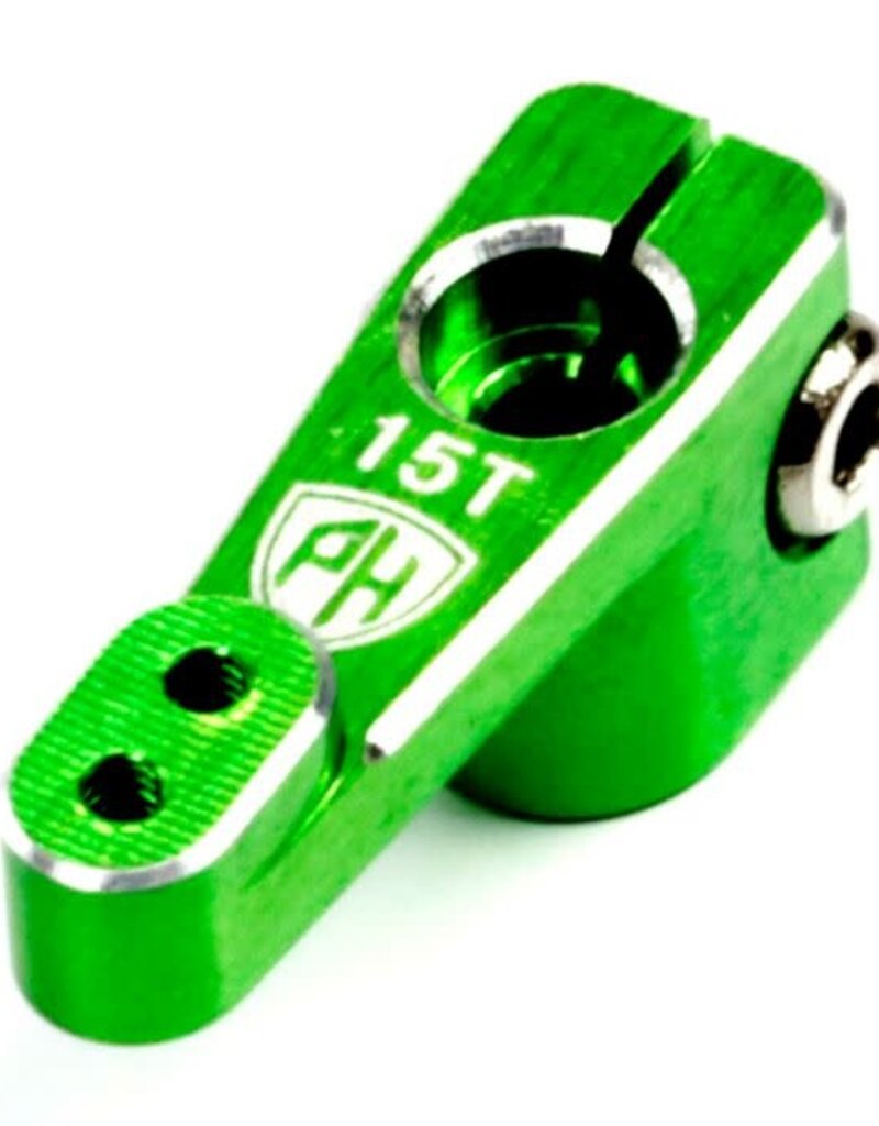 Power Hobby PHSCX24020-GREEN Powerhobby Aluminum 15T Emax Servo Horn For Axial SCX24 Jeep C10 Green