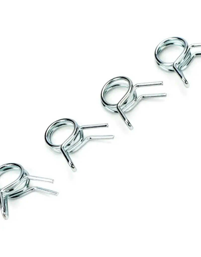 Dubro dub678 Fuel Line Clips help prevent fuel tubing from coming off of fuel fittings for carbs, fuel filters, fuel tanks and more.  1/8" (3 mm).