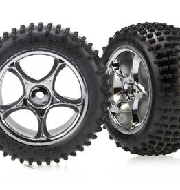 Traxxas 2470R - Tires & wheels, assembled (Tracer 2.2' chrome wheels, Alias 2.2' tires) (2) (Bandit rear, soft compound with foam inserts)