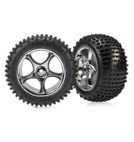 Traxxas 2470R - Tires & wheels, assembled (Tracer 2.2' chrome wheels, Alias 2.2' tires) (2) (Bandit rear, soft compound with foam inserts)