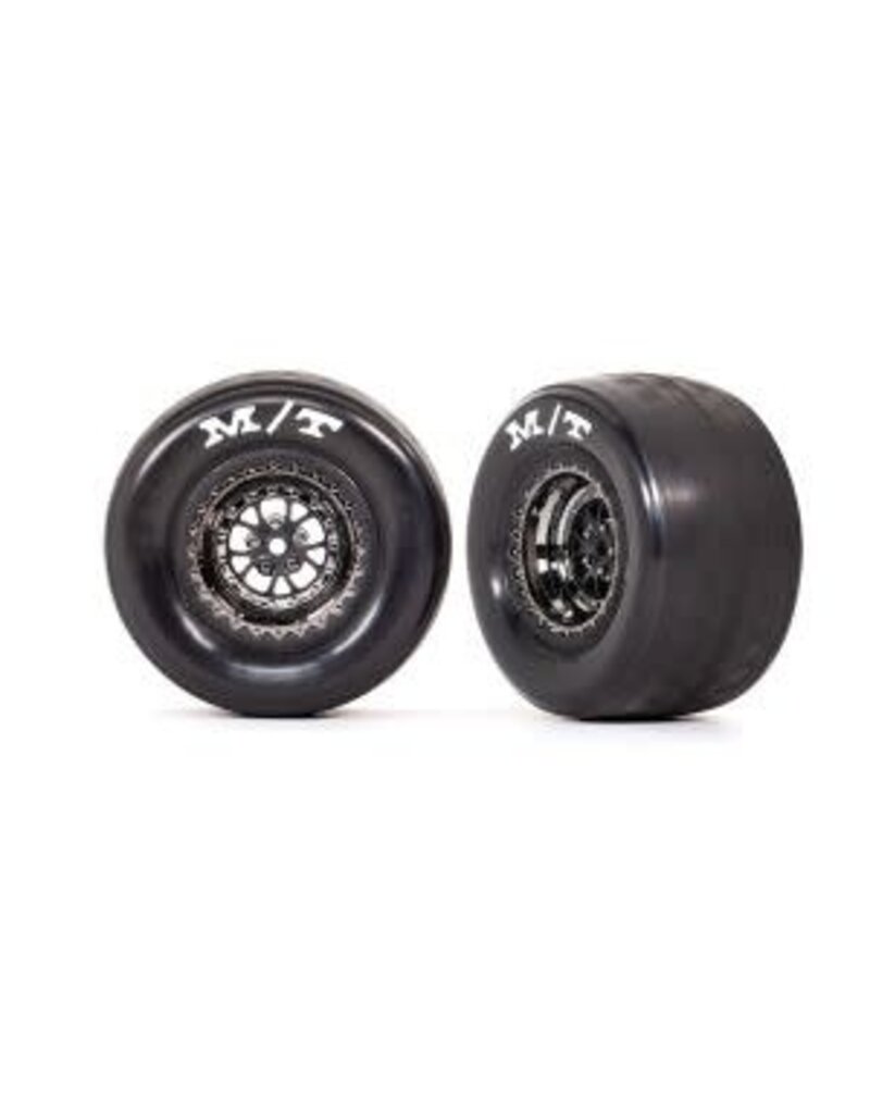 Traxxas 9475X - Tires & wheels, assembled, glued (Weld black chrome wheels, tires, foam inserts) (rear) (2)