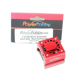 Power Hobby PHBPHF10FANRED Powerhobby Aluminum Motor Heatsink Cooling Fan 1/10 540 / 550 Size Motor Red
