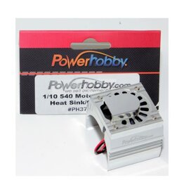Power Hobby PHBPHF10FANSILVER Aluminum Motor Heatsink Cooling Fan 1/10 540 / 550 Size Motor Silver