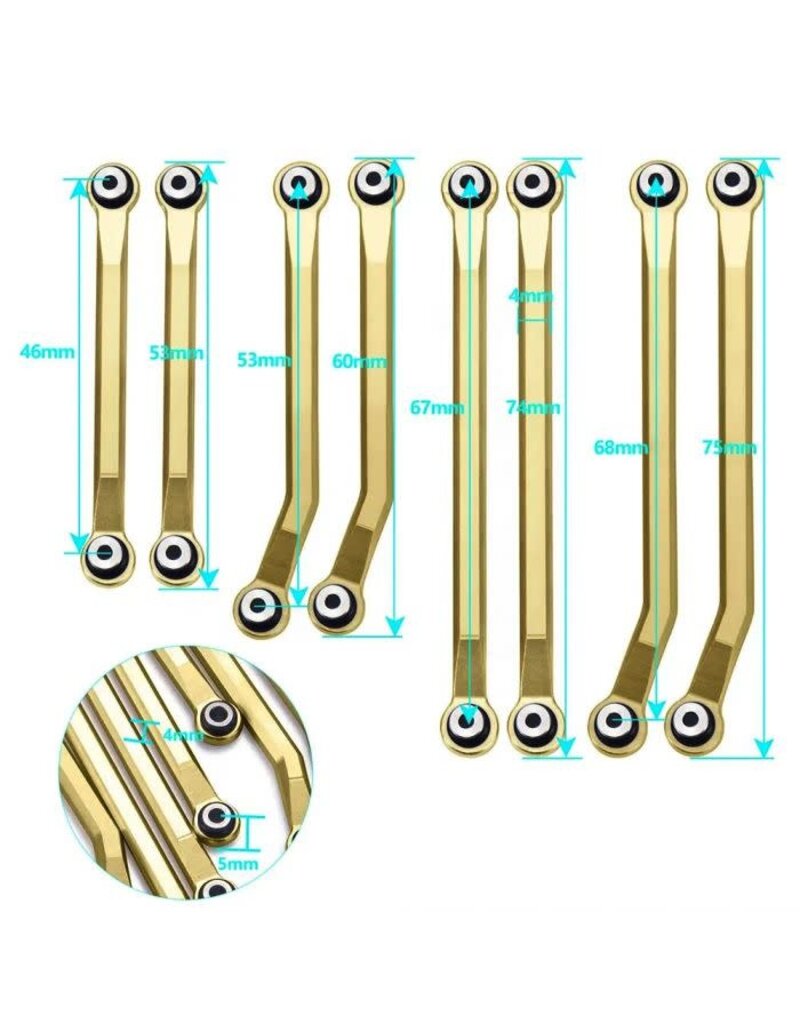 Power Hobby PHB5244 Powerhobby Brass High Body Clearance Links FOR Traxxas TRX-4M