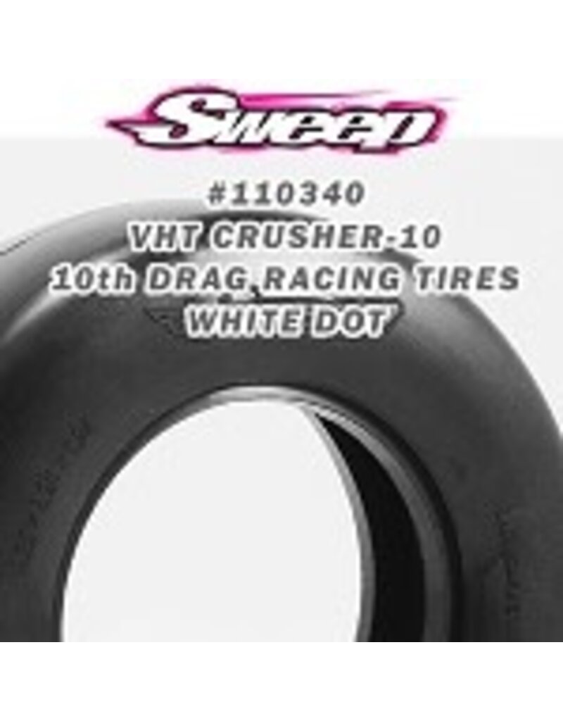 110340 10th Drag VHT Crusher-10 Belted tire White dot Med Com 2pc set
