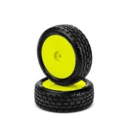 jconcepts JCO41212211	J Concepts Dirt Trac Mini - Green Compound, Pre-Mounted, Yellow Wheels, Fits Mini-B/Mini-T Front