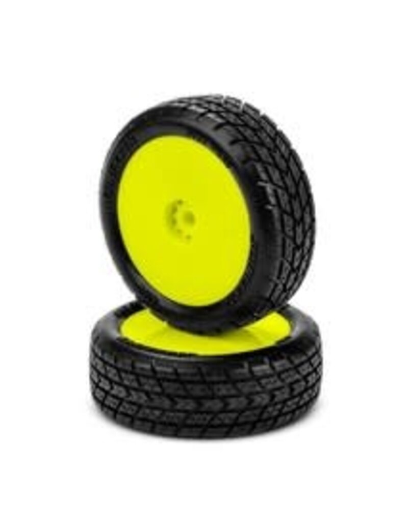 jconcepts JCO41212211	J Concepts Dirt Trac Mini - Green Compound, Pre-Mounted, Yellow Wheels, Fits Mini-B/Mini-T Front