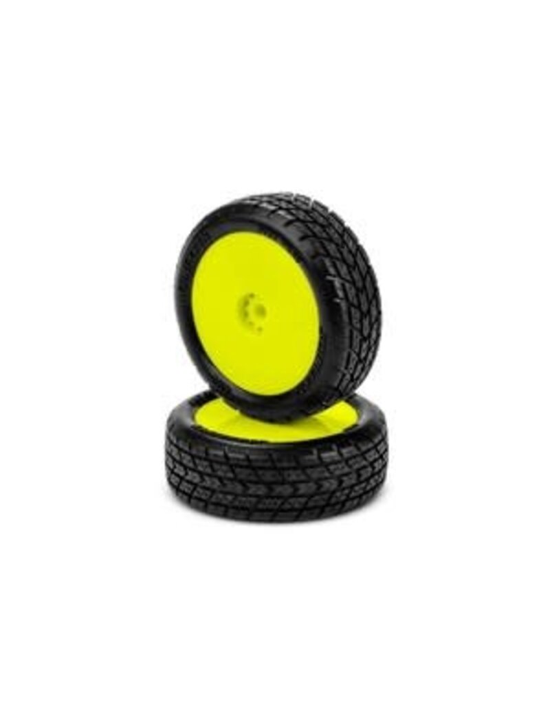 jconcepts JCO41212211	J Concepts Dirt Trac Mini - Green Compound, Pre-Mounted, Yellow Wheels, Fits Mini-B/Mini-T Front