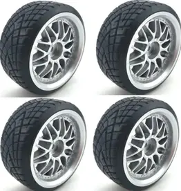 PHB5428 Powerhobby 1/10 Drift Car Mounted Tires / Wheels (4) Silver PY071