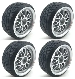 PHB5428 Powerhobby 1/10 Drift Car Mounted Tires / Wheels (4) Silver PY071