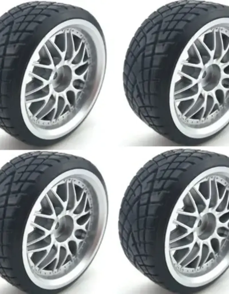 PHB5428 Powerhobby 1/10 Drift Car Mounted Tires / Wheels (4) Silver PY071