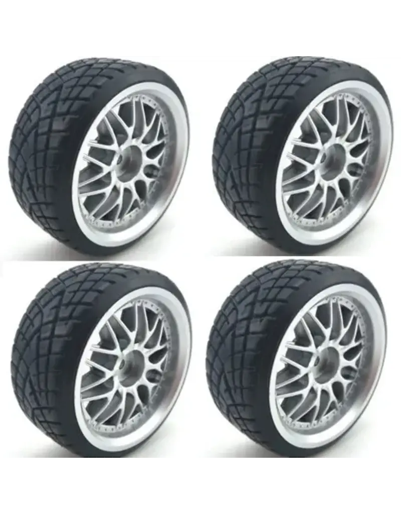 PHB5428 Powerhobby 1/10 Drift Car Mounted Tires / Wheels (4) Silver PY071