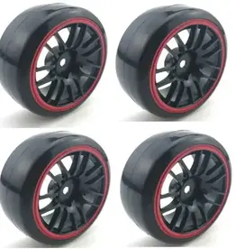 PHB5417 Powerhobby 1/10 Drift Car Mounted Tires / Wheels (4) Red PY040