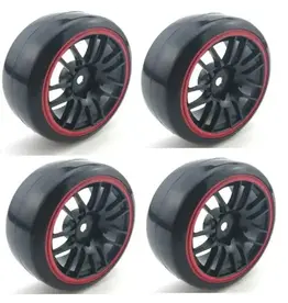 PHB5417 Powerhobby 1/10 Drift Car Mounted Tires / Wheels (4) Red PY040