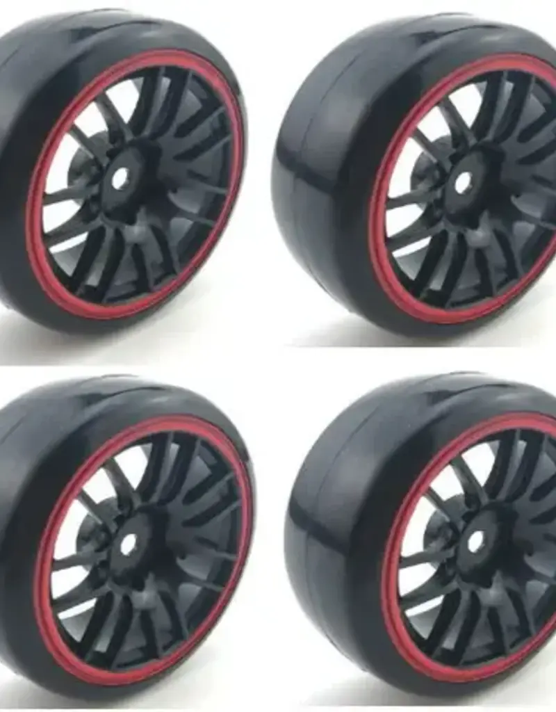 PHB5417 Powerhobby 1/10 Drift Car Mounted Tires / Wheels (4) Red PY040