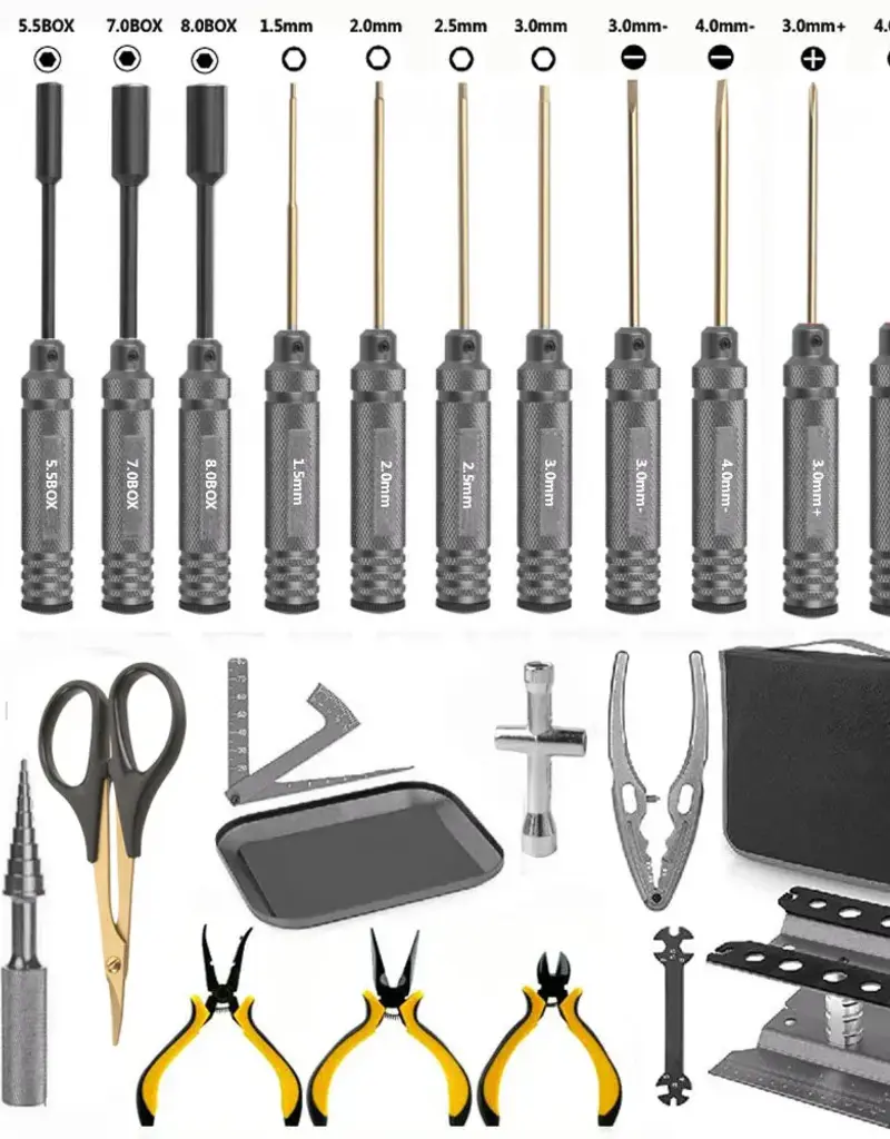 Power Hobby PHT013 RC Tool Set Screwdriver Pliers Wrench, Body Reamer Stand