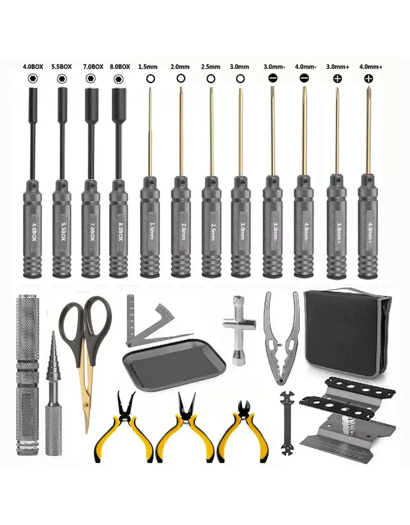 Power Hobby PHT013 RC Tool Set Screwdriver Pliers Wrench, Body Reamer Stand