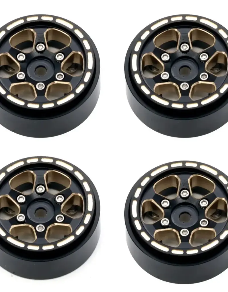 Power Hobby PHBTRX610 Powerhobby 1.0" Black Brass Beadlock Crawler Wheels 1/18 FOR Traxxas TRX-4M TRX4M