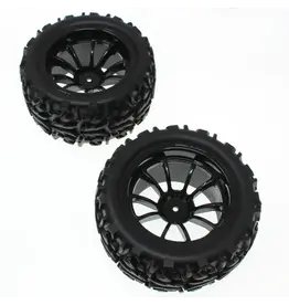 redcat RER14590 Pre-Mounted 1/10th Truck Tires & 10 Spoke Wheels (Black) (1pr)