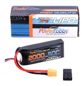 Power Hobby PHB2S200050CXT60 2s 7.4v 2000mah 50c Lipo Battery w XT60 + Adapter