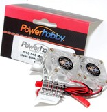Power Hobby PHBFSSILVER Powerhobby Aluminum Motor Heatsink Twin Dual Cooling Fan SILVER FOR Traxxas Slash 4x4