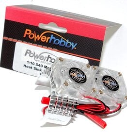 Power Hobby PHBFSSILVER Powerhobby Aluminum Motor Heatsink Twin Dual Cooling Fan SILVER FOR Traxxas Slash 4x4