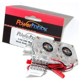 Power Hobby PHBFSSILVER Powerhobby Aluminum Motor Heatsink Twin Dual Cooling Fan SILVER FOR Traxxas Slash 4x4