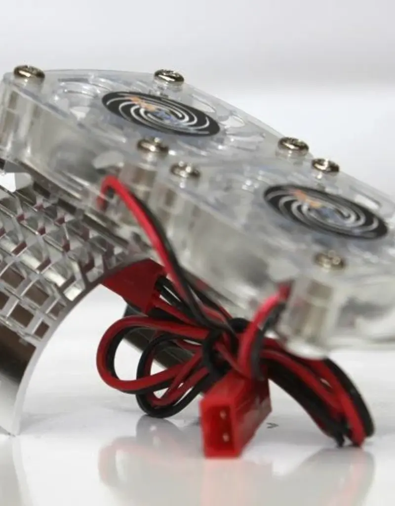 Power Hobby PHBFSSILVER Powerhobby Aluminum Motor Heatsink Twin Dual Cooling Fan SILVER FOR Traxxas Slash 4x4