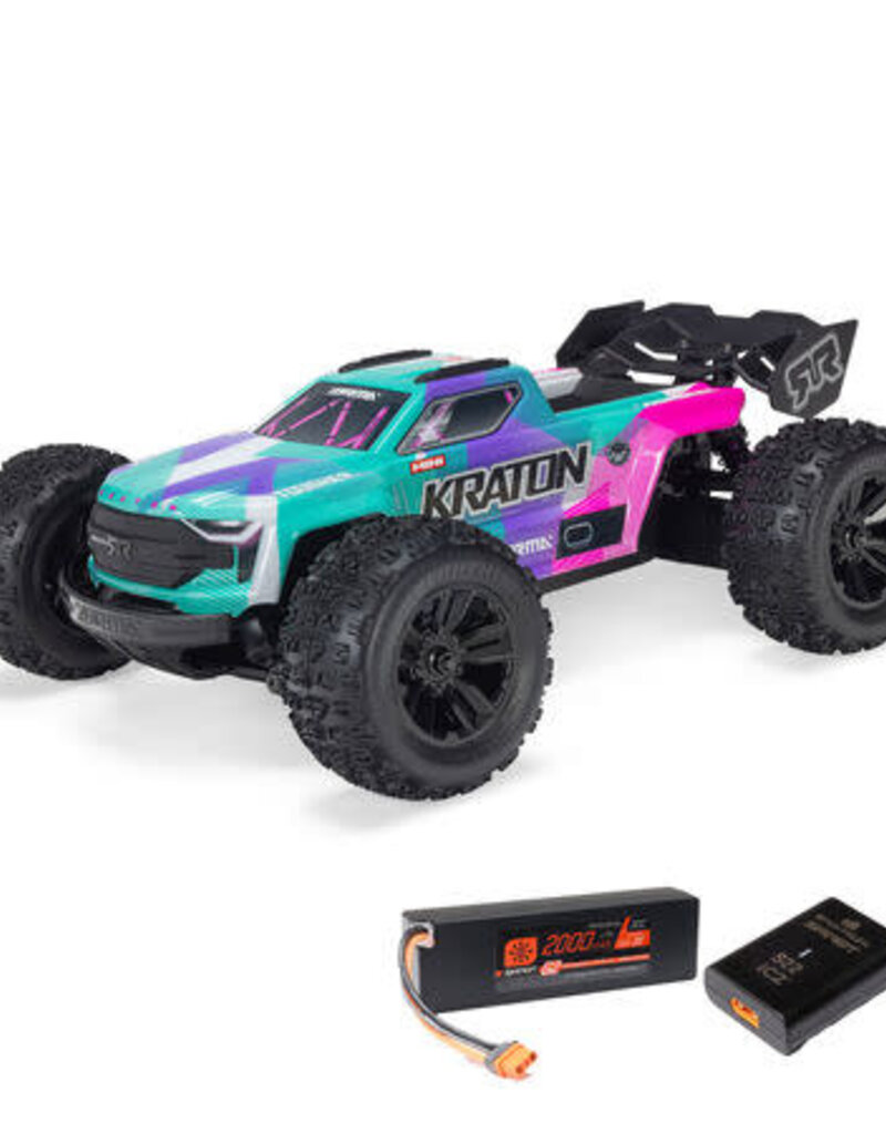 Arrma ARA2508ST2	 1/16 MINI KRATON 3S DSC 4X4 RTR Brushless Speed Truck (3S Battery & Charger Included) , Teal/Pink