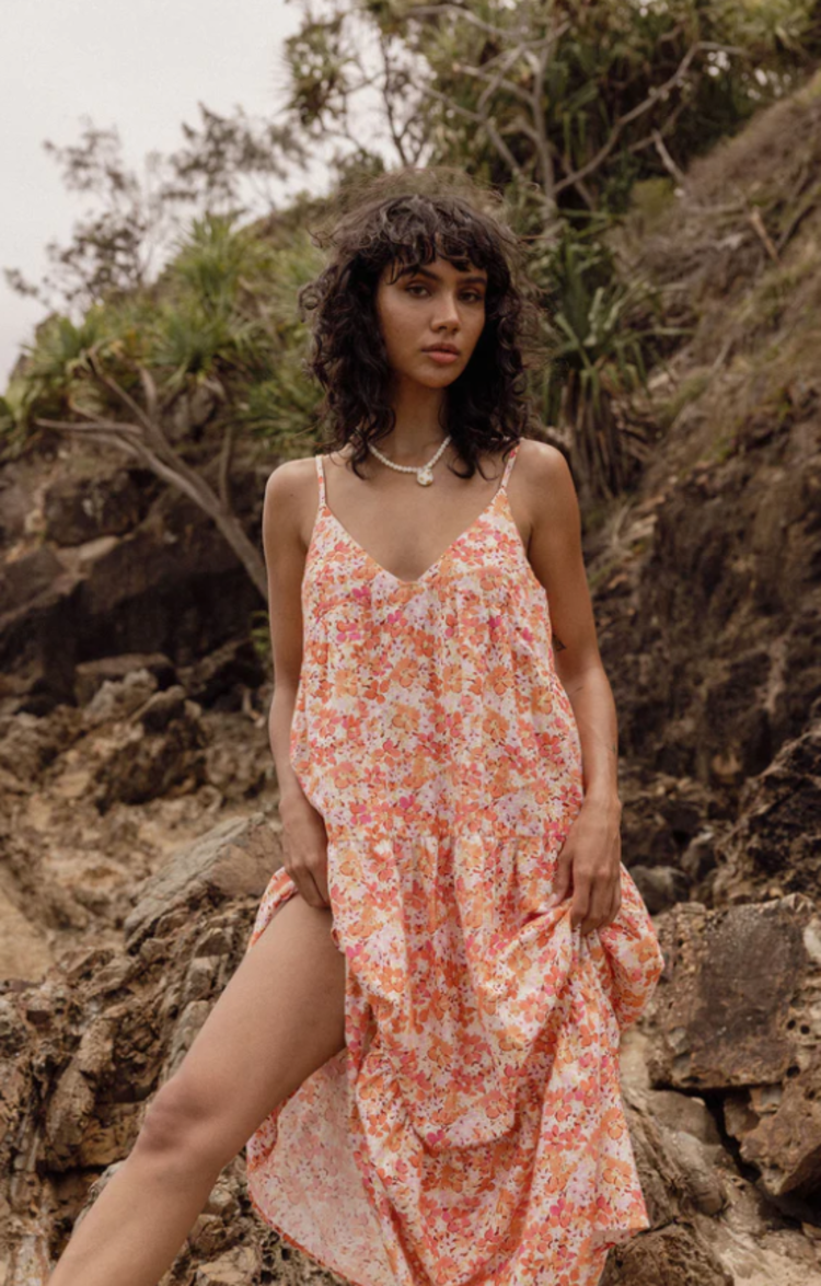 Rhythm Rosa Floral Tiered Midi Dress