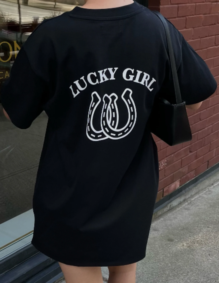 brunette the label Lucky Girl Oversized Tee Dress