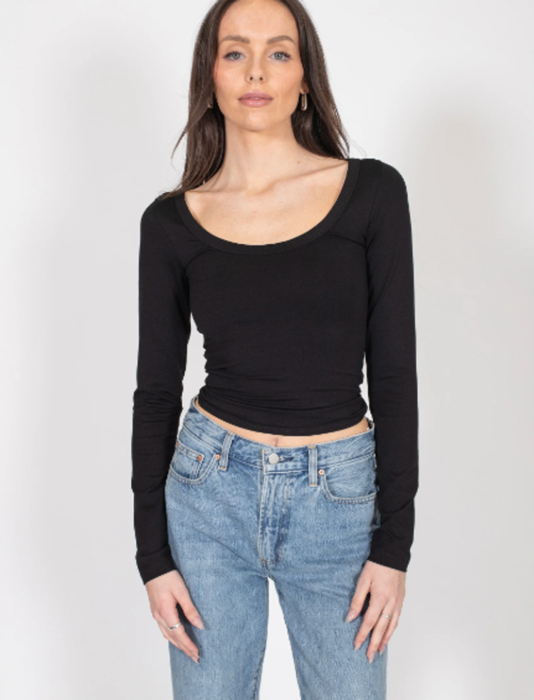 brunette the label Embroidered Cowgirl Boot Long Sleeve Tee