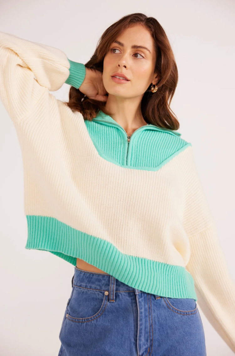 Mink Pink Mia 1/4 Zip Knit Sweater