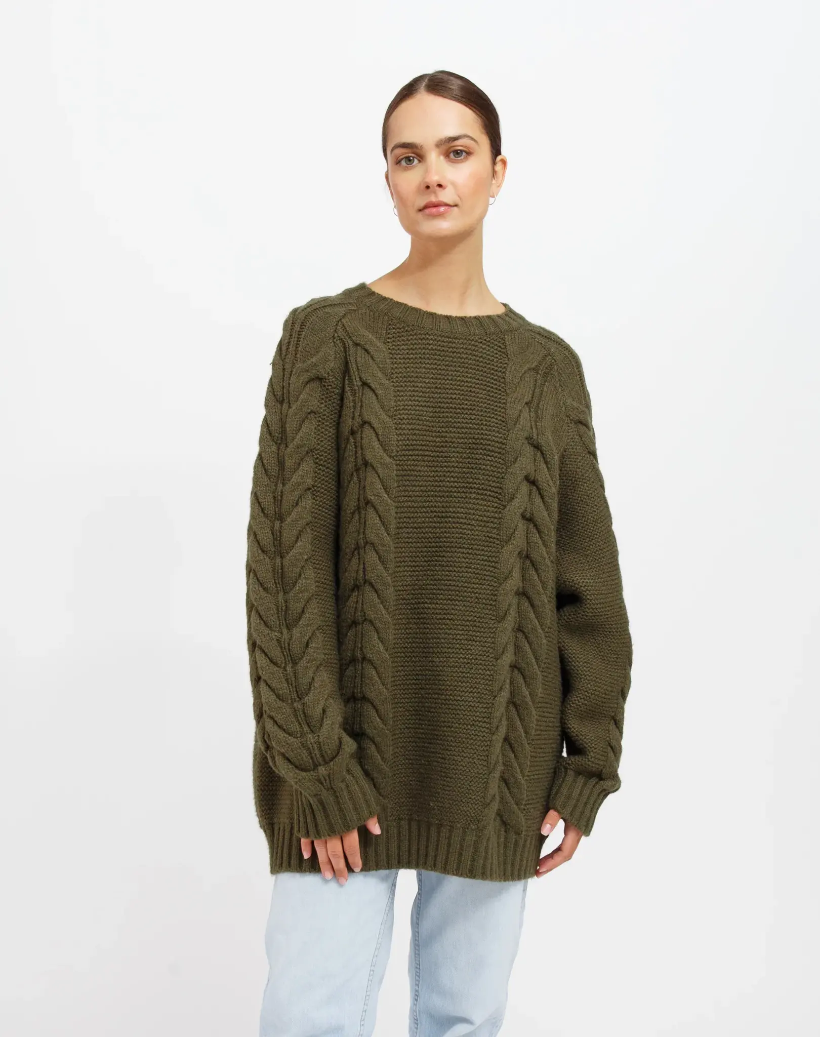 Adele Cable Knit Big Sister Sweater - Bona Fide Golden
