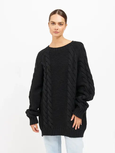 brunette the label Adele Cable Knit Big Sister Sweater