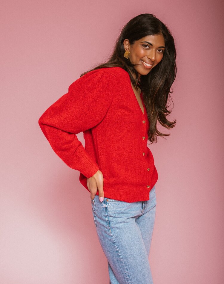 brunette the label Heart Button Mohair Cardigan