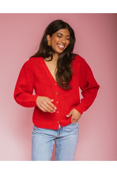 Heart Button Mohair Cardigan