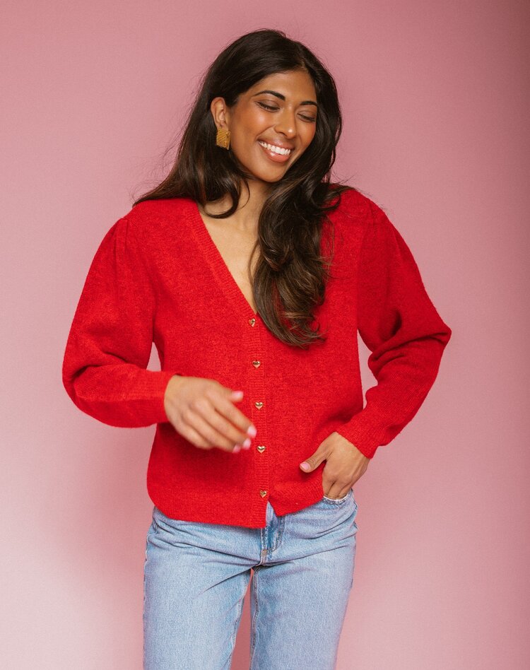 brunette the label Heart Button Mohair Cardigan