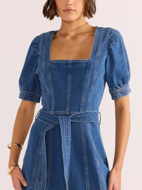 Mink Pink Ellis Denim Panel Mini Dress