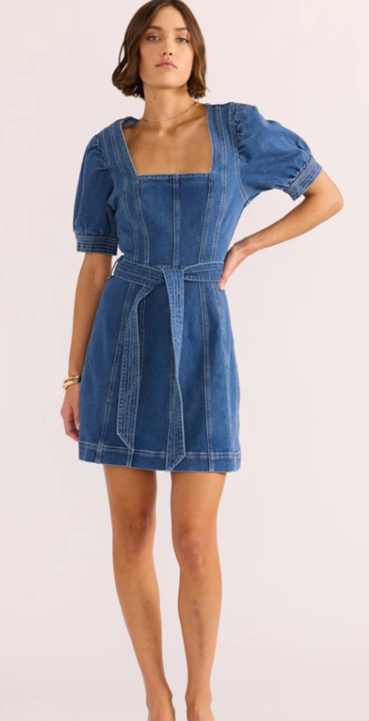 Mink Pink Ellis Denim Panel Mini Dress