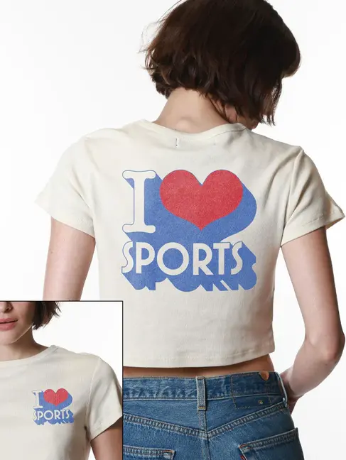 Girl Dangerous I Love Sports Baby Tee Off white