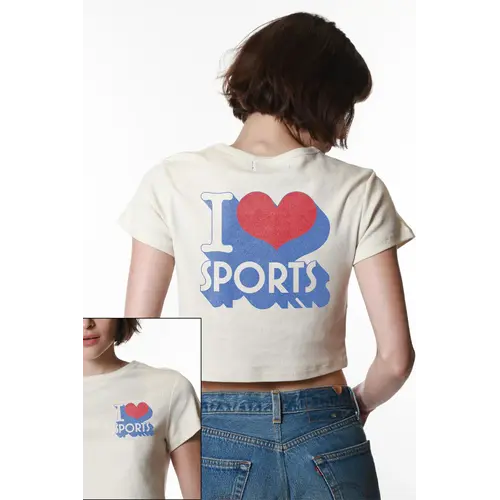 Girl Dangerous I Love Sports Baby Tee Off white