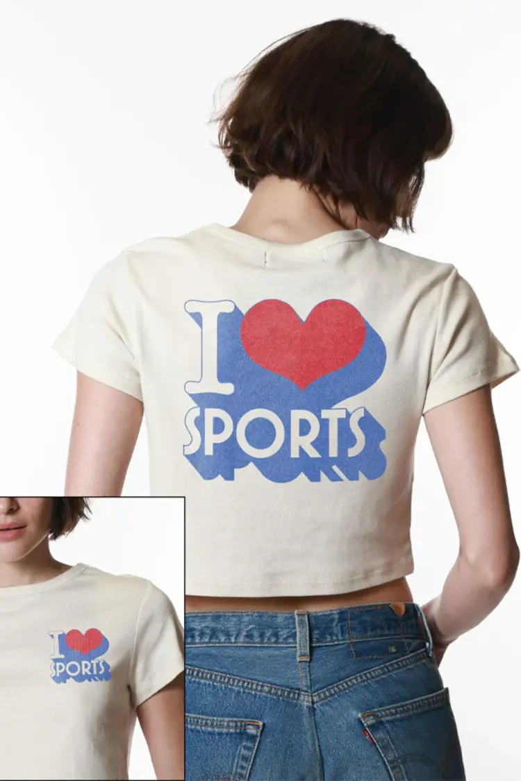 Girl Dangerous I Love Sports Baby Tee Off white