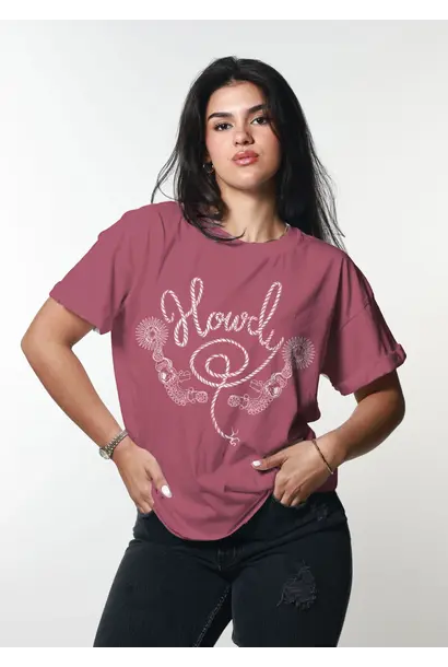 Howdy Boyfriend Tee Dusty Rose
