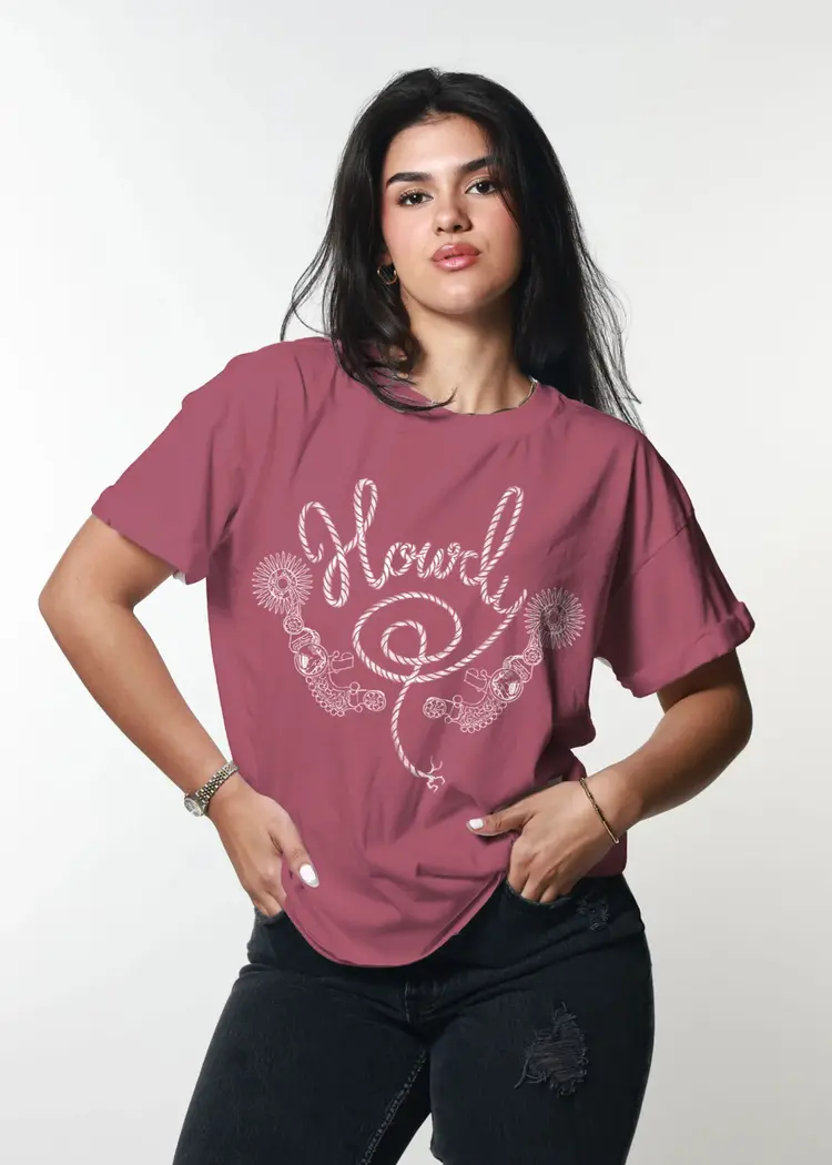 Girl Dangerous Howdy Boyfriend Tee Dusty Rose