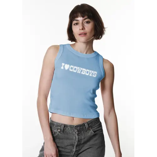 Girl Dangerous I Heart Cowboys Ribbed Tank Light Blue