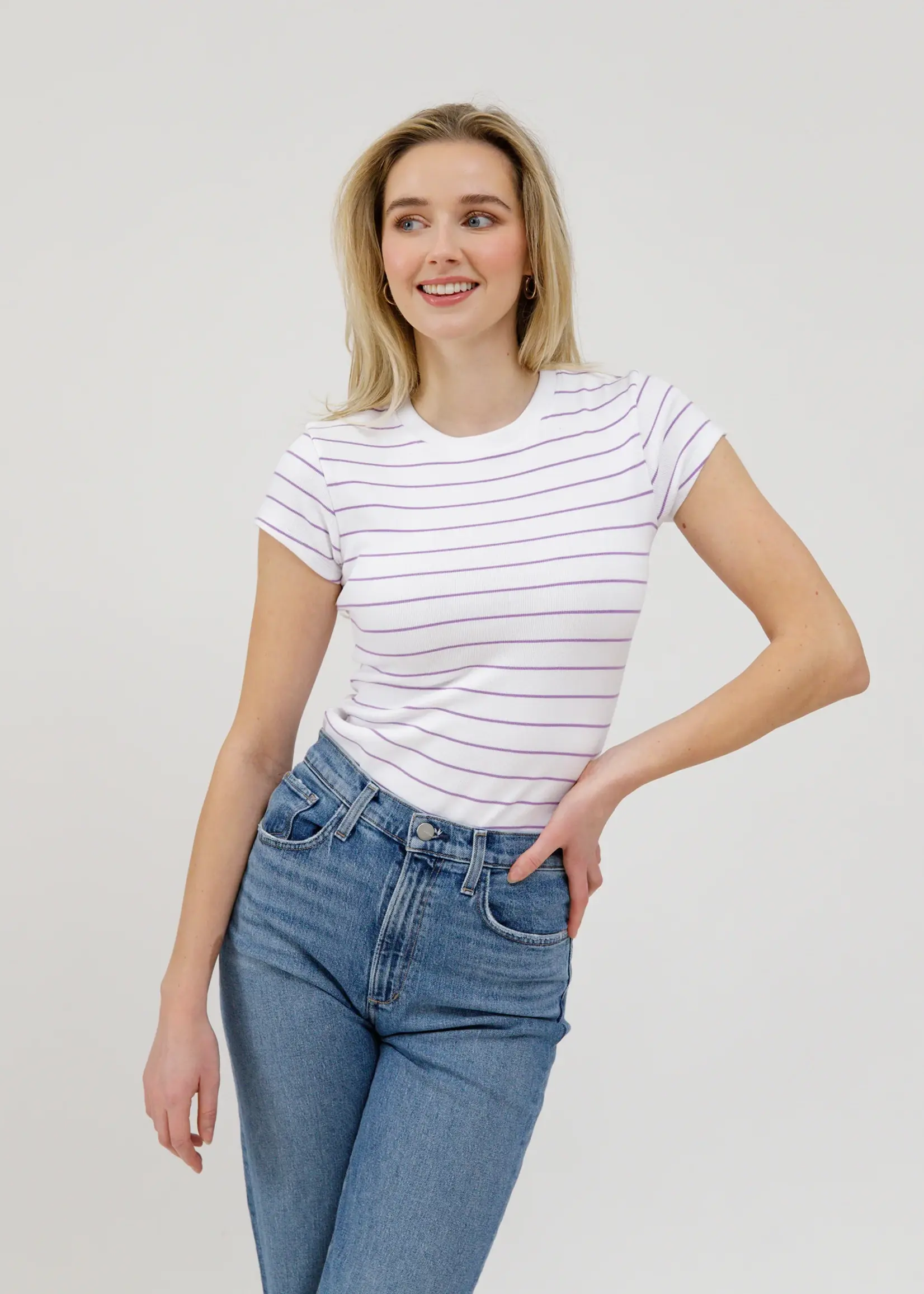 brunette the label Ribbed Fitted T-Shirt