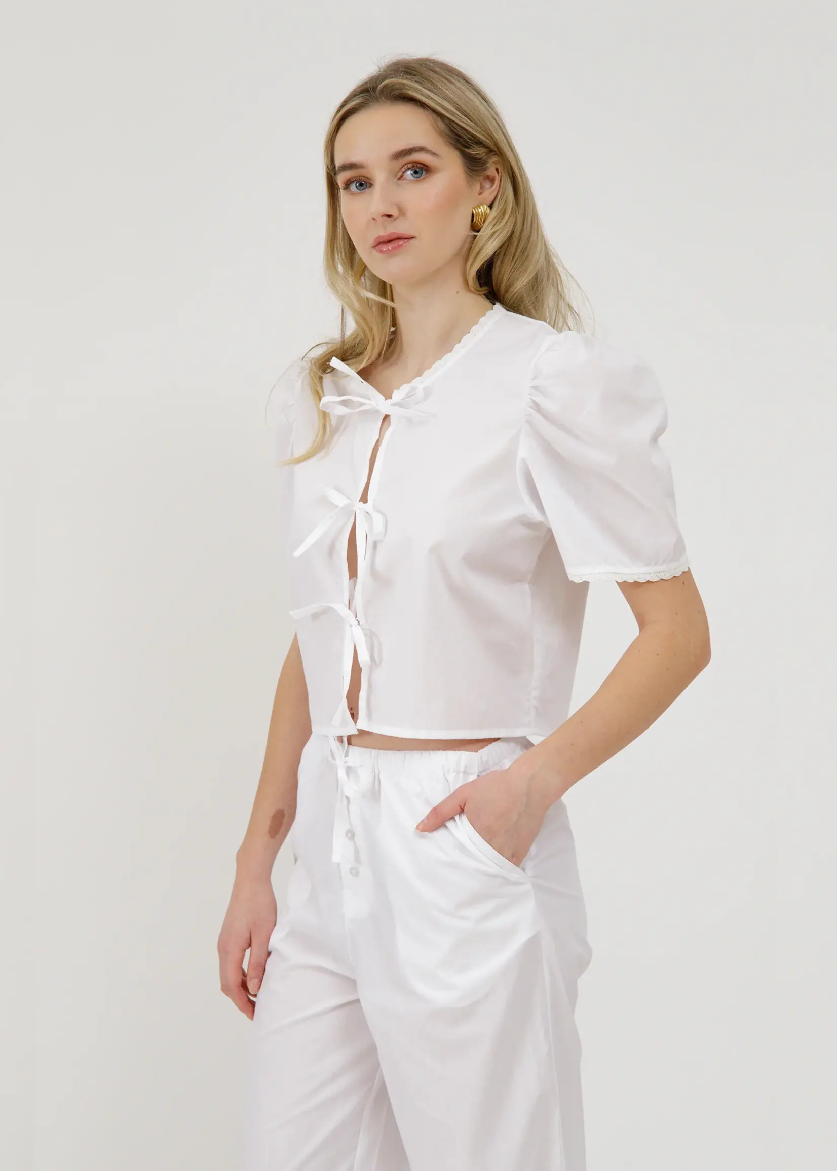 brunette the label Poplin Tie Up Top