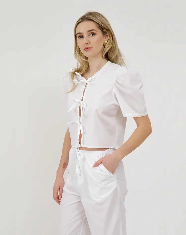 brunette the label Poplin Tie Up Top