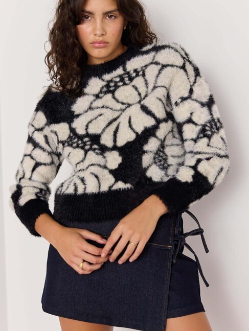 Mink Pink Eden Intarzia Knit Sweater
